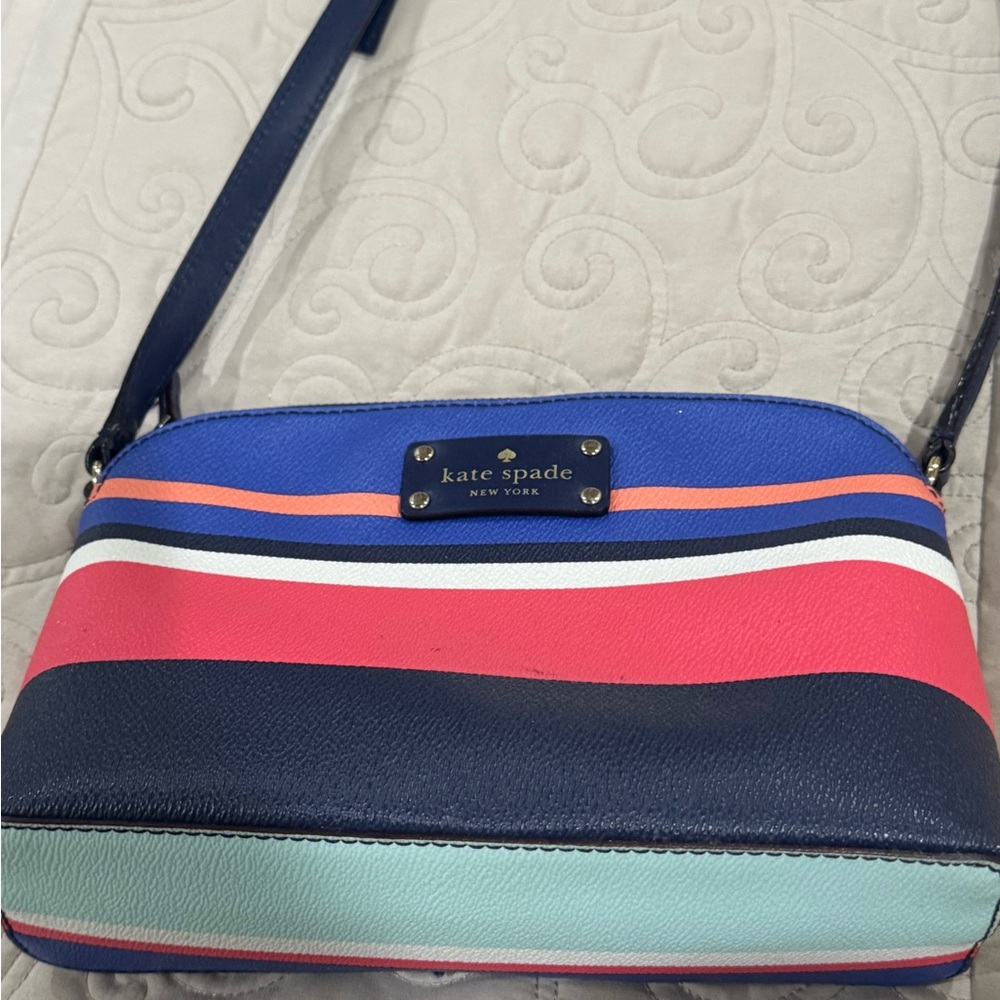 Kate Spade Striped Crossbody Bag in Blue, Pink, and Green